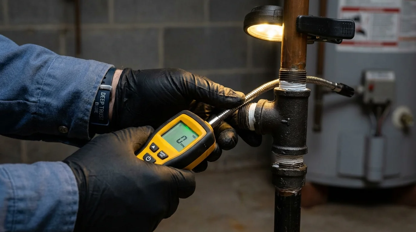 Gas leak detection with electronic sniffer by Johns Plumbing LLC in Iowa Falls