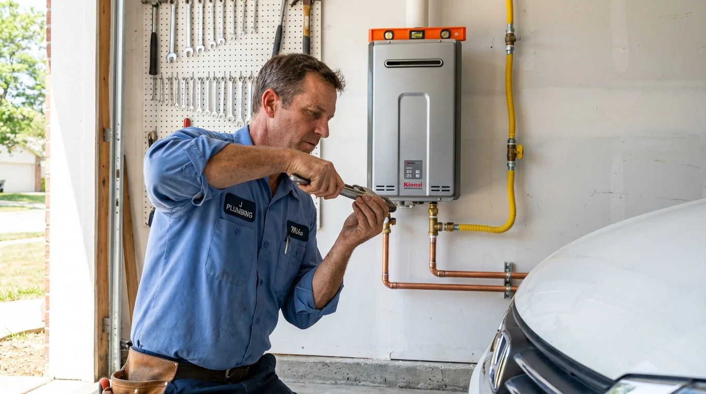 Tankless water heater installation by a Johns Plumbing LLC plumber in Iowa Falls